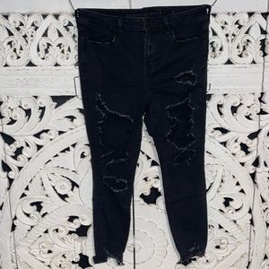 Black Distressed Amercan Eagle Next Level Stretch Jean